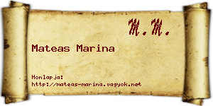 Mateas Marina névjegykártya